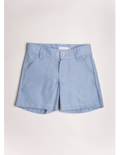 Pantalón corto niño de lino azul