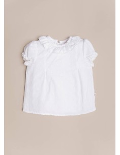 Camisa de niña bebe en plumeti blanco