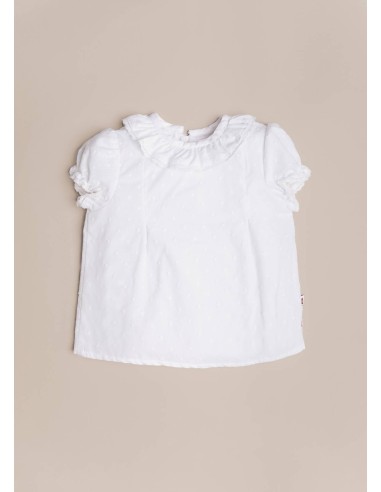 Camisa de niña bebe en plumeti blanco